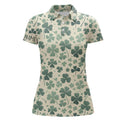 Custom Green Clover St Patrick Day Womens Golf Polo Shirts Custom Golf Shirts For Women Golf Gifts