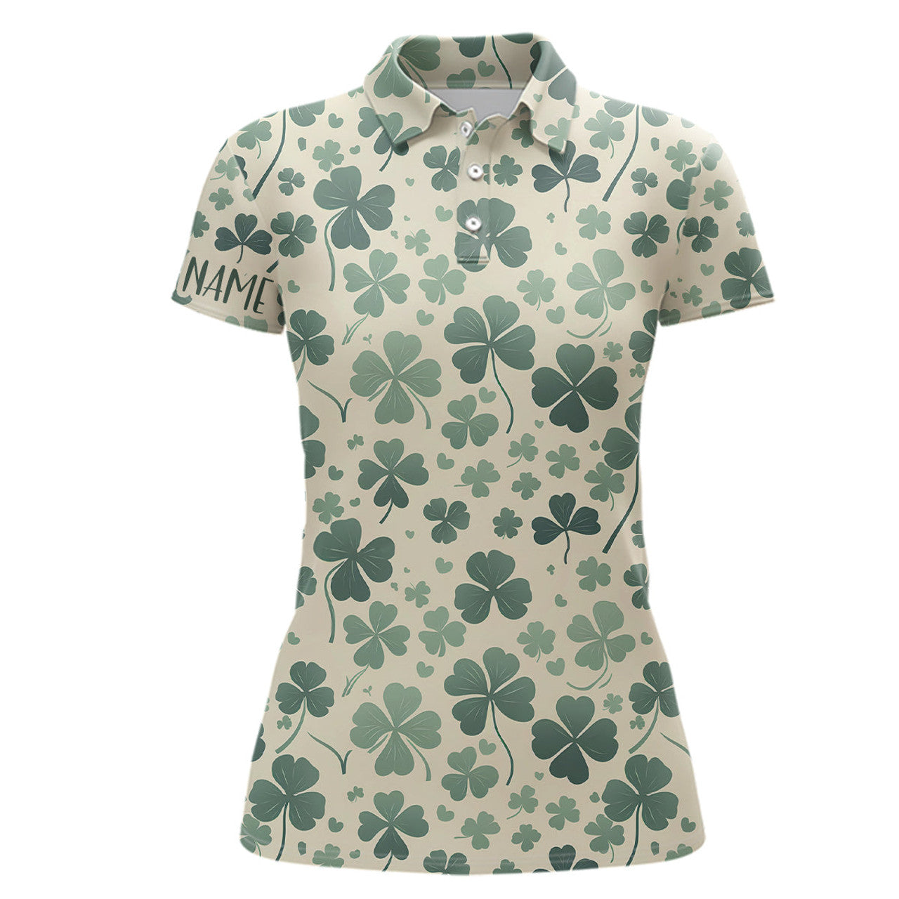 Custom Green Clover St Patrick Day Womens Golf Polo Shirts Custom Golf Shirts For Women Golf Gifts