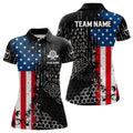 Custom American Flag Hive Pattern Womens Darts Polo Shirt Custom Patriotic Darts Jersey For Women