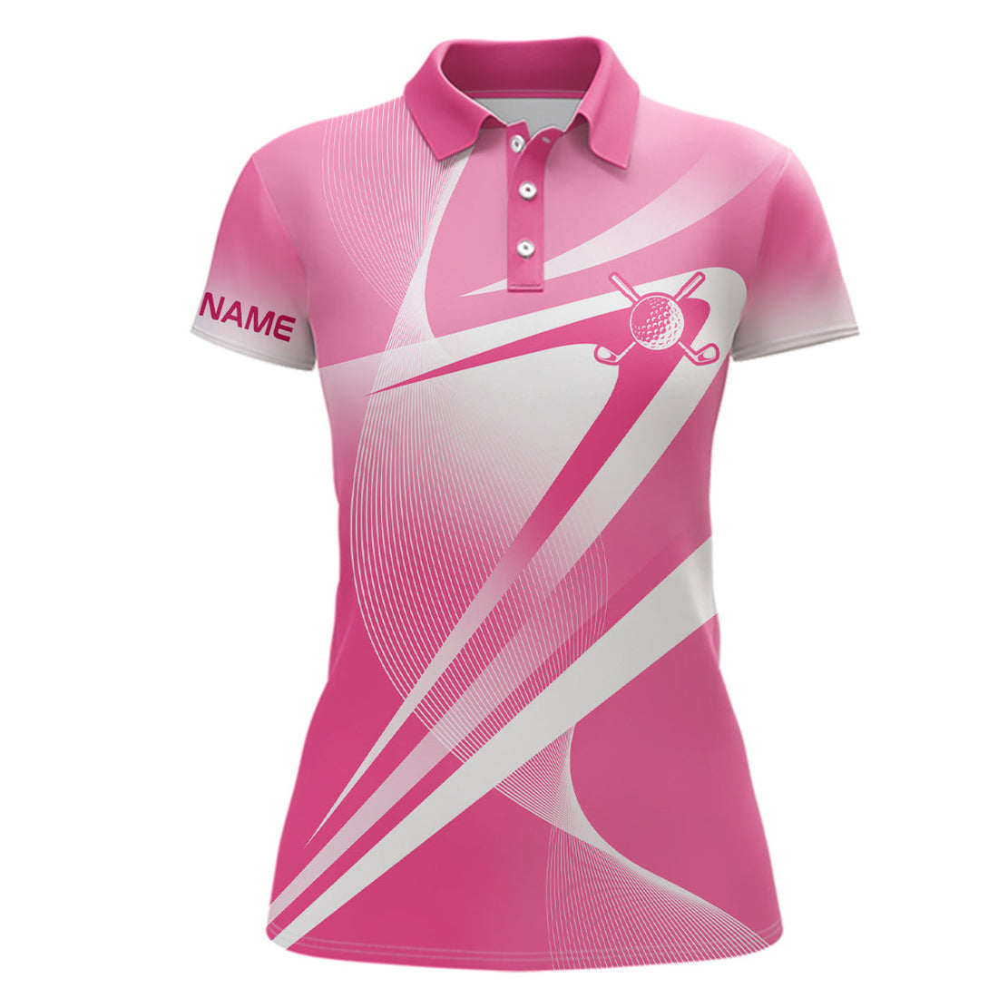 Custom Pink White Custom Name Womens Golf Polo Shirts Personalized Golf Shirts For Women Golf Gifts