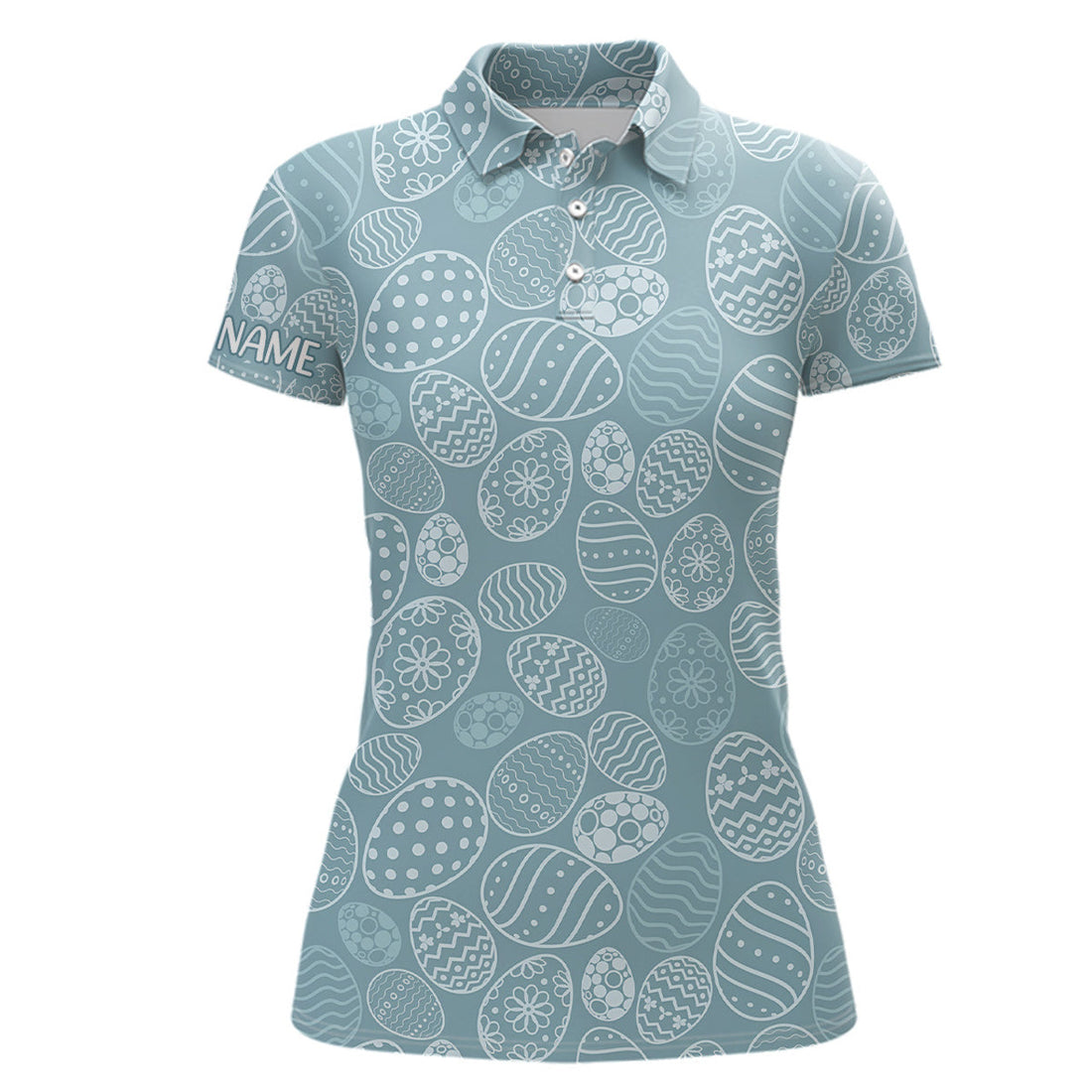 Custom Blue Funny Easter Eggs Womens Golf Polo Shirt Custom Easter Day Golf Tops For Women Golf Gift