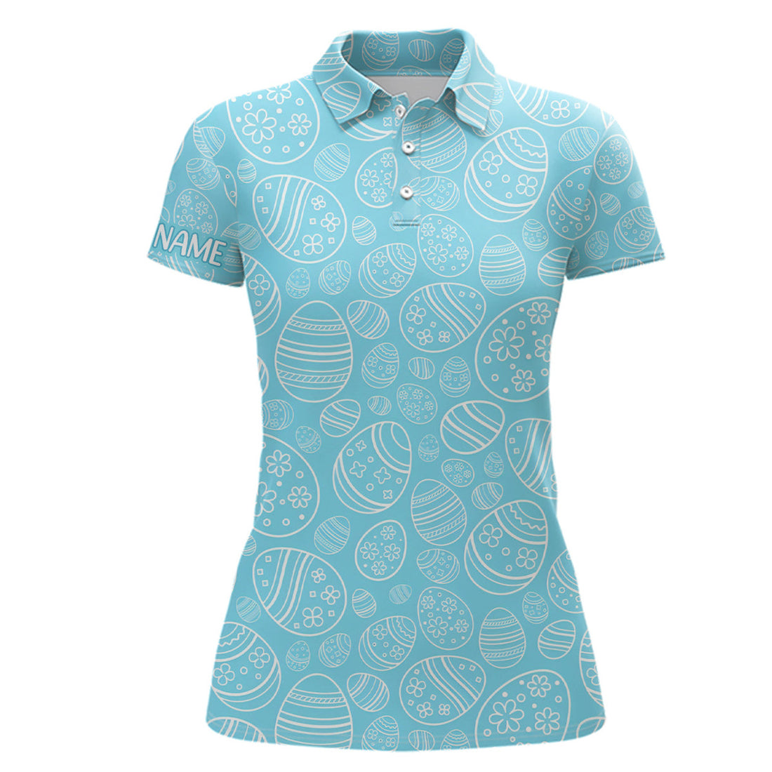 Custom Blue Easter Eggs Womens Golf Polo Shirt Custom Easter Day Funny Golf Tops For Women Golf Gift