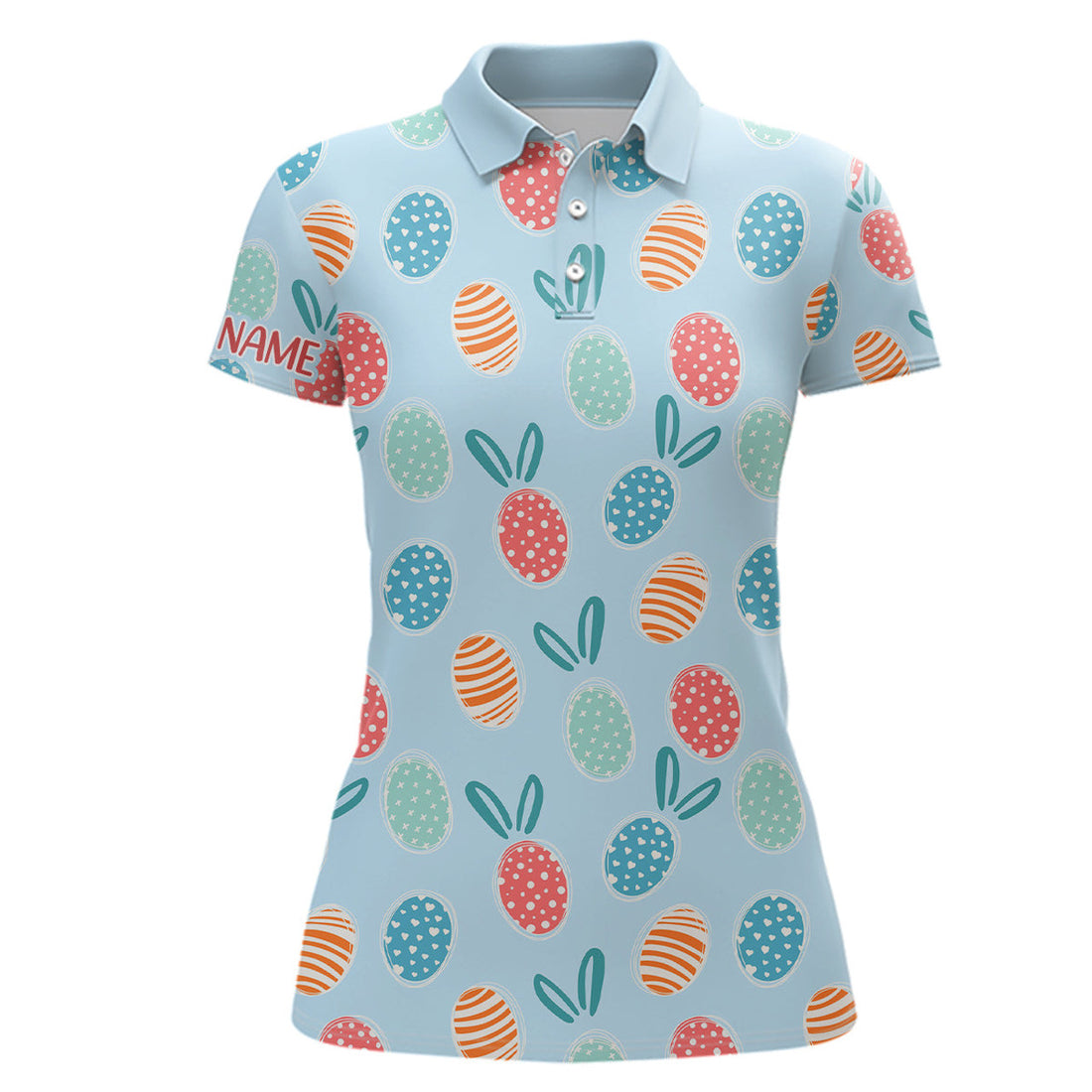 Custom Colorful Easter Eggs Women Golf Polo Shirt Custom Easter Funny Golf Tops For Women Golf Gifts