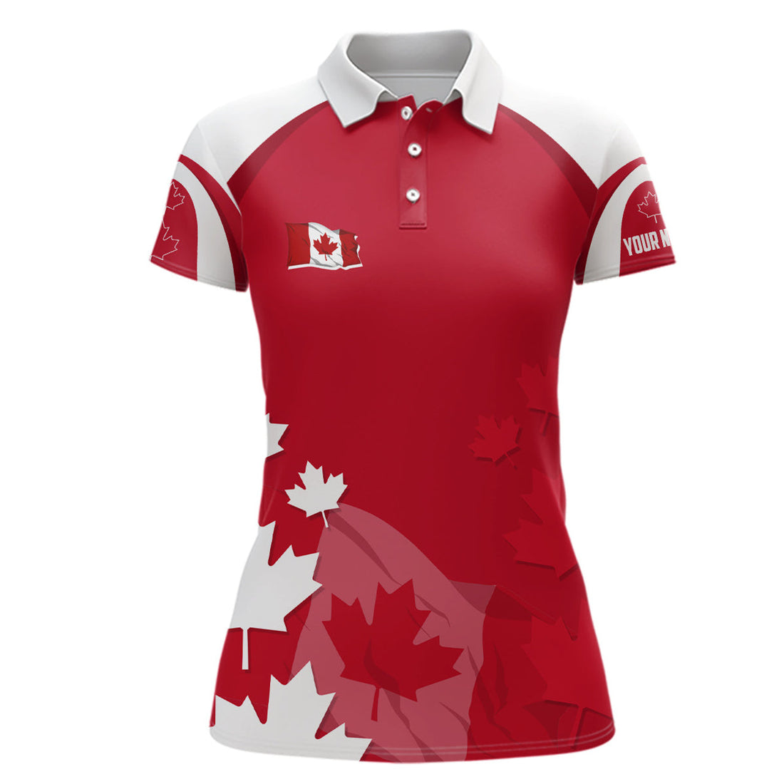 Custom Canadian Maple Leaf Womens Golf Polo Shirts Custom Patriotic Golf Shirts For Women Golf Gifts