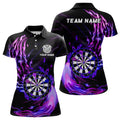 Custom Purple Fire Dartboard Womens Darts Polo Shirt Custom Darts Shirt For Women Dart Jerseys