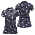 Custom Spooky White Spiders On Cobweb Navy Halloween Golf Polo Shirts Custom Golf Gifts For Women