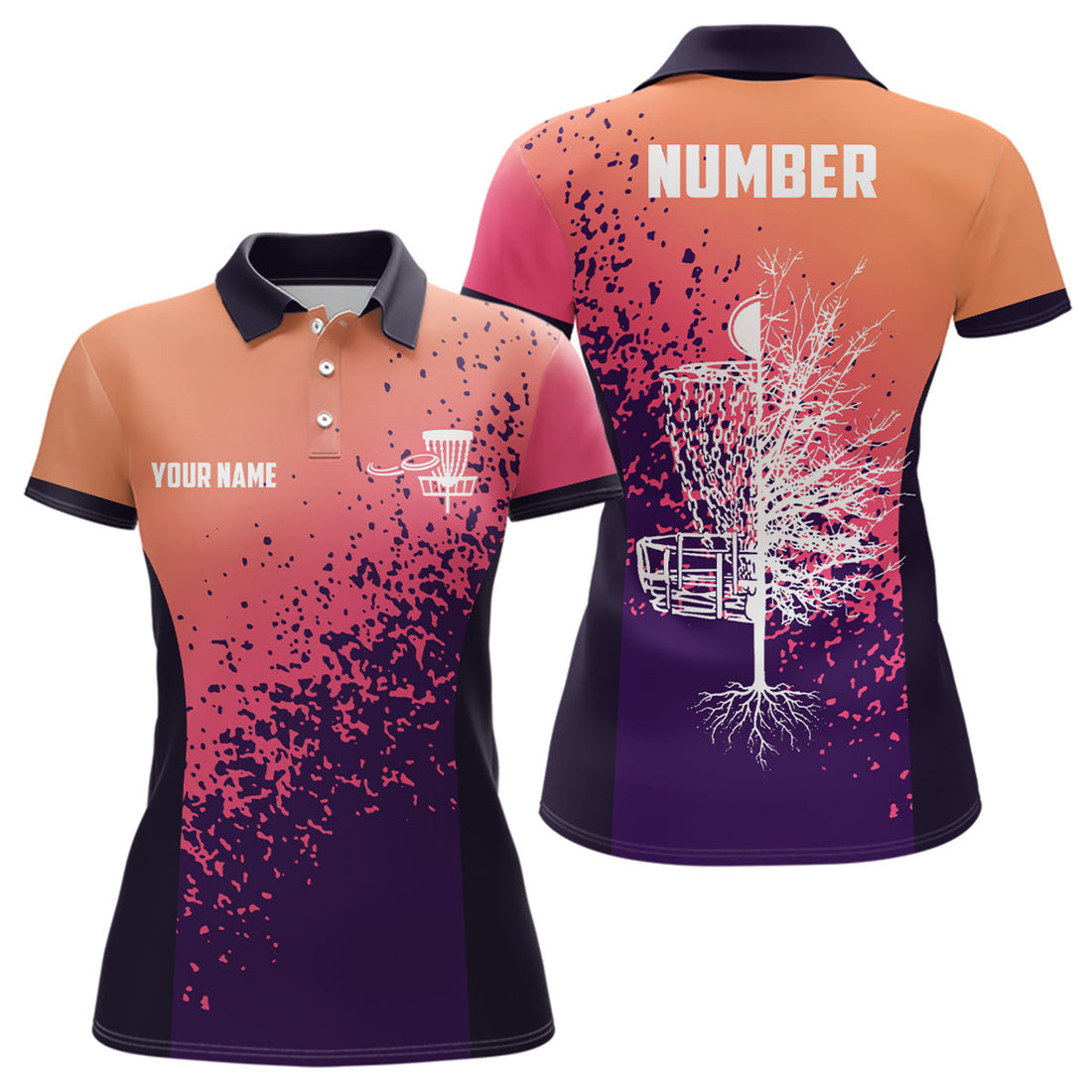 Custom Personalized Disc Golf Gradient Sunset Paint Polo Shirt Custom Disc Golf Shirts For Women