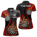 Custom Red Fire Flame Womens Darts Polo Shirt Custom Dart Shirts For Women Dart Jerseys