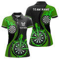 Custom Green Fire Flame Womens Darts Polo Shirt Custom Dart Shirts For Women Dart Jerseys