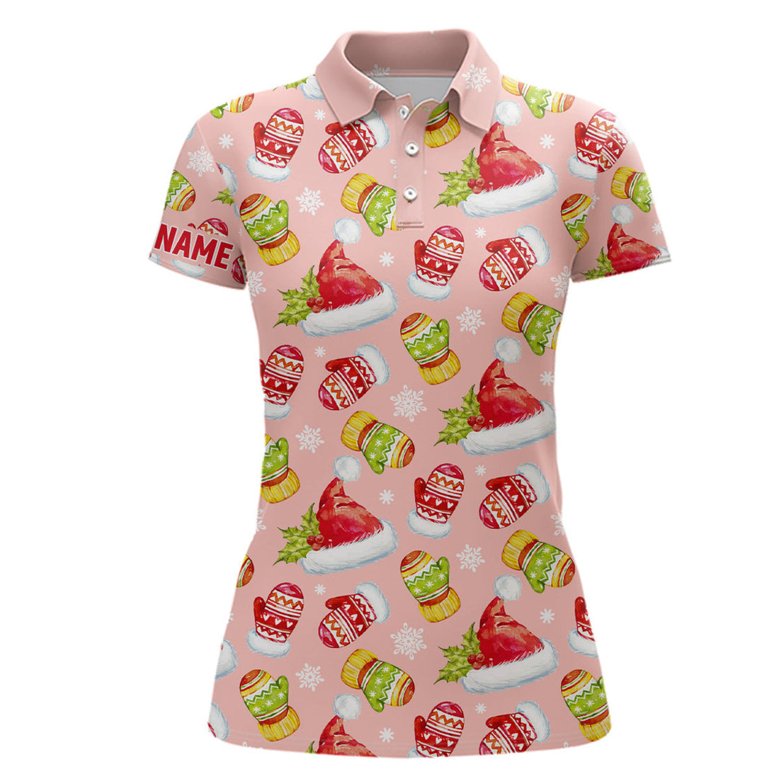 Custom Watercolor Pink Christmas Golf Polo Shirt Personalized Funny Golf Shirts For Women Golf Gifts