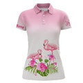 Custom Personalized Pink Flamingo Tropical Womens Golf Polo Shirt Custom Cute Golf Shirts For Women