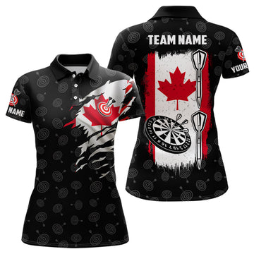 Custom Canadian Flag Personalized Women Darts Polo Shirt Custom Patriotic Darts Jersey For Women