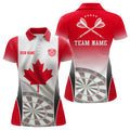 Custom 3D Canadian Flag Patriotic Darts Polo Shirt Personalized Dart Shirts Canada For Women