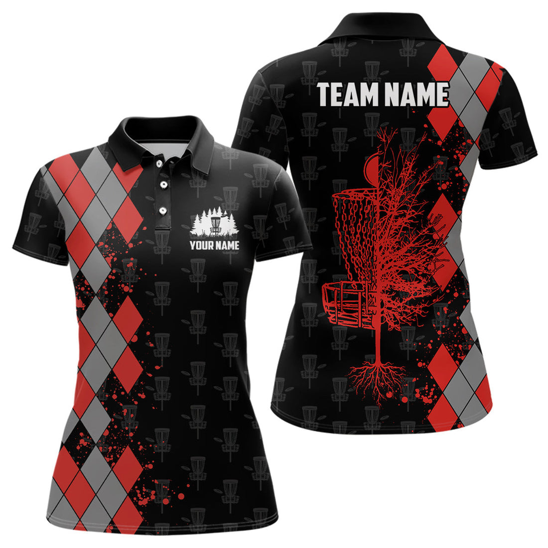 Custom Personalized Argyle Pattern Disc Golf Polo Shirt Custom Disc Golf Shirts For Women Golf Gifts