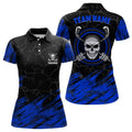 Custom Personalized 3D All Over Print Skull Womens Golf Polo Shirt Navy Black Golf Shirts For Women