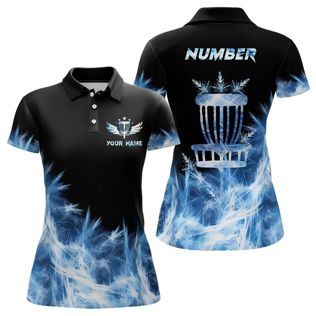 Custom Icy Blue Disc Golf Polo Shirt Customized Disc Golf Gifts For Women Disc Golf Basket Shirts