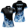 Custom Icy Blue Disc Golf Polo Shirt Customized Disc Golf Gifts For Women Disc Golf Basket Shirts