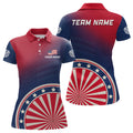 Custom Gradient American Flag Dartboard Womens Polo Shirt Custom Patriotic Dart Jerseys For Women