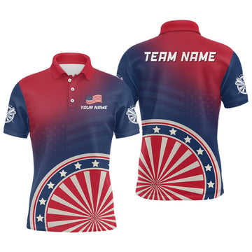 Custom Gradient American Flag Dartboard Mens Polo Shirts Custom Patriotic Dart Jerseys For Men
