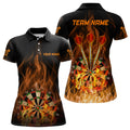 Custom Fire Flame Dartboard Womens Darts Polo Shirt Custom Dart Shirts For Women Dart Jersey