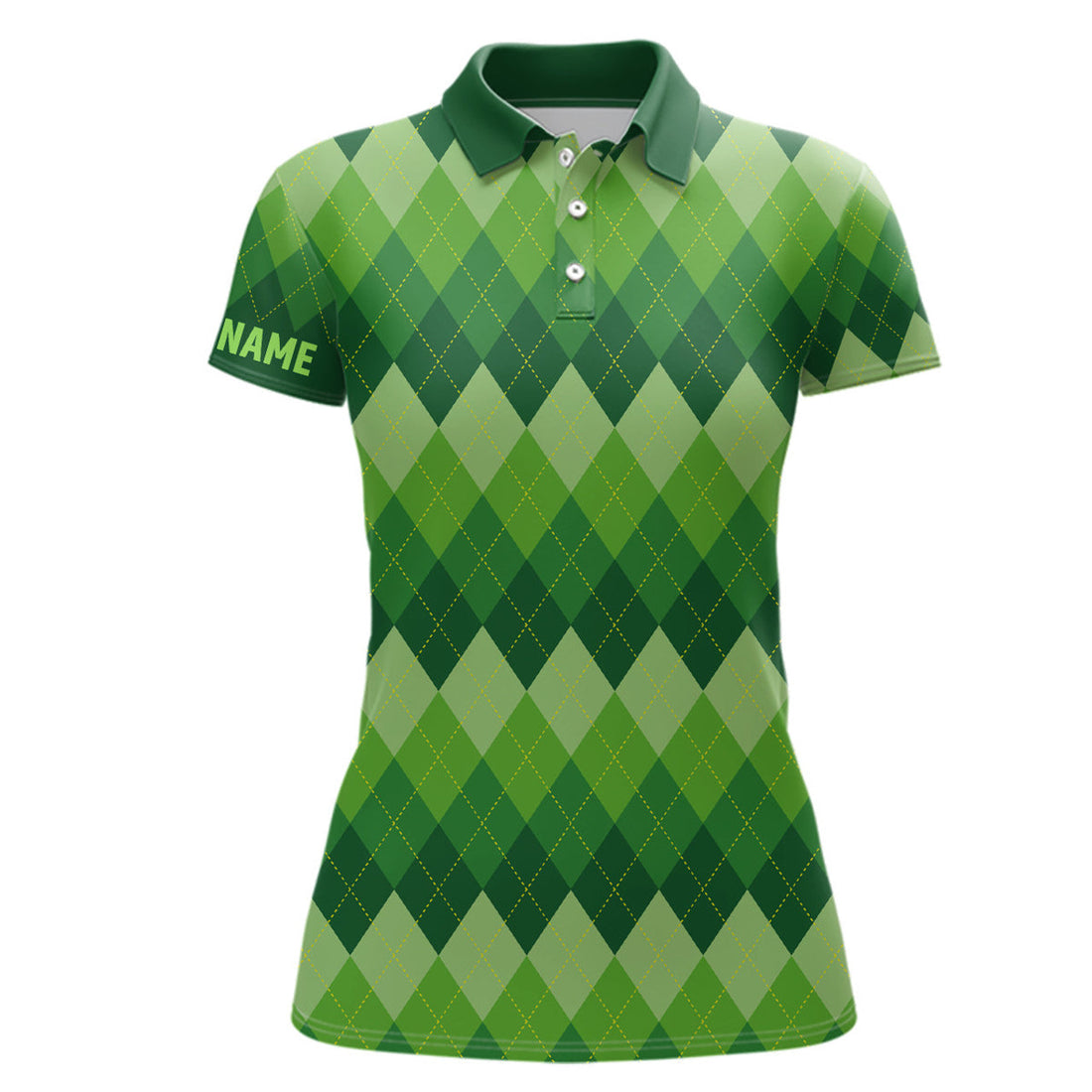 Custom Green Argyle Pattern Womens Golf Polo Shirt Custom Patrick Golf Shirts For Women Golf Gifts