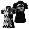 Custom Skull Funny Golf Custom Name Polo Shirt Black & White Argyle Golf Shirts For Women, Golf Gift