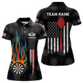 Custom Flame Darts American Flag Womens Darts Polo Shirt Custom Patriotic Dart Jerseys For Women