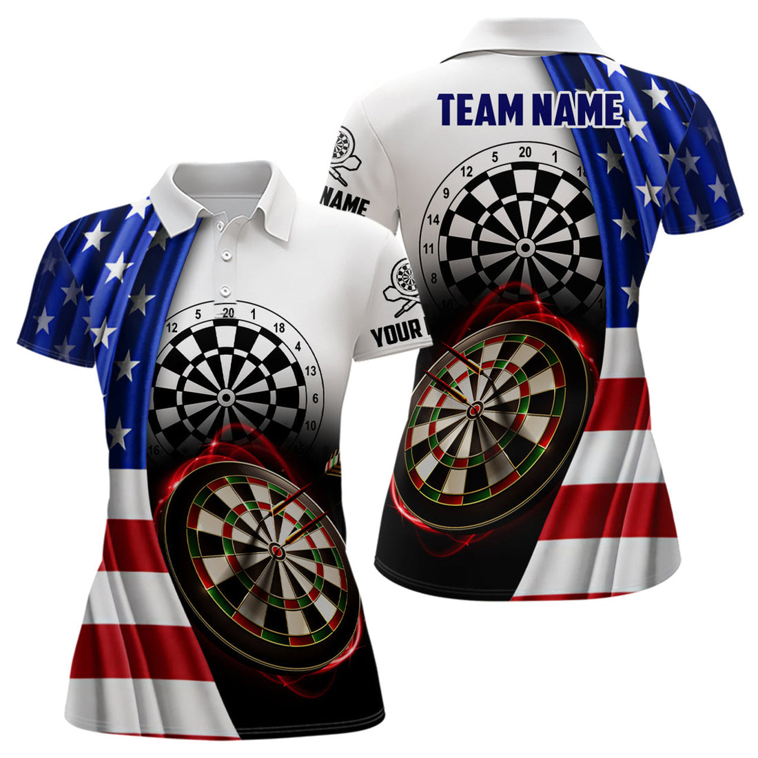 Custom American Flag Womens Darts Polo Shirt Custom Darts Shirt For Dart Lovers Dart Team Jersey