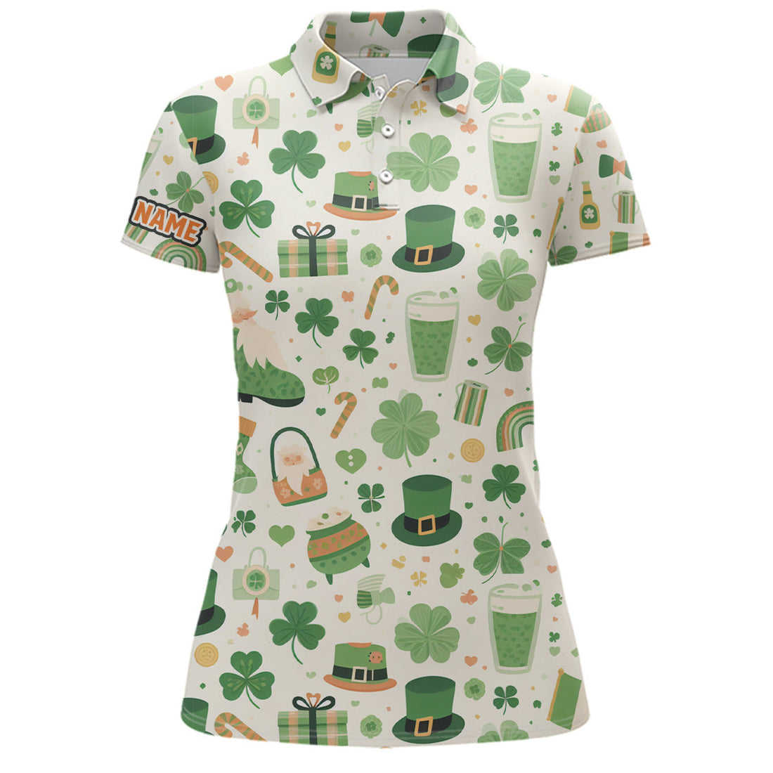 Custom St Patrick Day Seamless Womens Golf Polo Shirts Custom Green Golf Shirts For Women Golf Gifts
