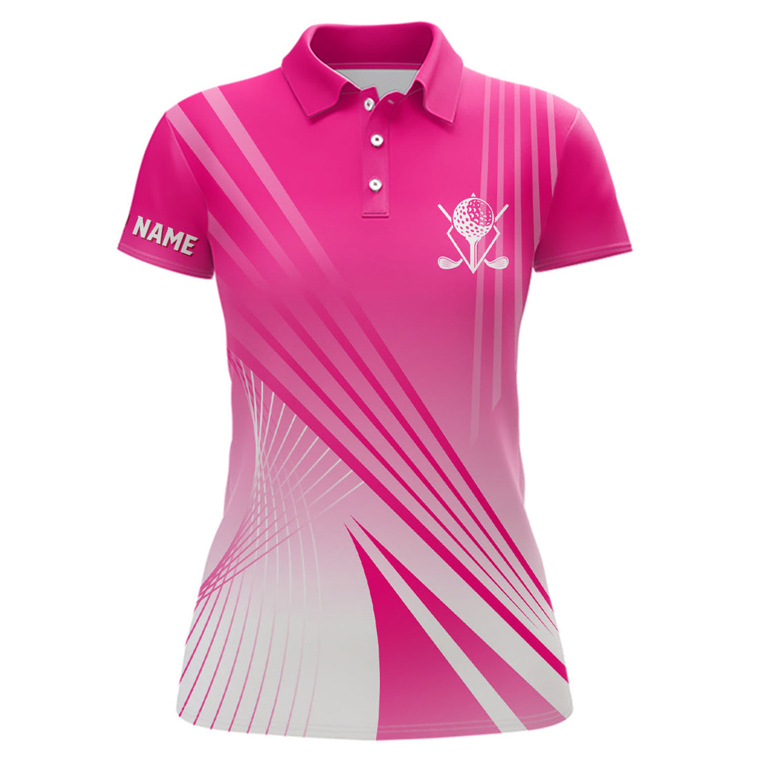 Custom Pink White Womens Golf Polo Shirts Custom Name Golf Shirts For Women Personalized Golf Gifts