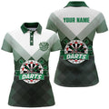 Custom Personalized Gradient Green Geometric Pattern Darts Polo Shirt Darts Jersey For Women