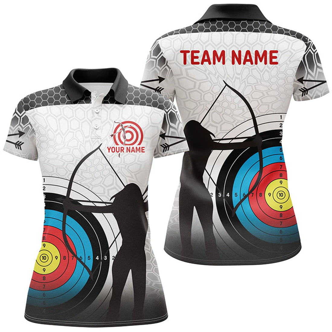 Custom Personalized 3D Target Archery Silhouette Archer Polo Shirts For Women, Custom Arrows Archery Shirts