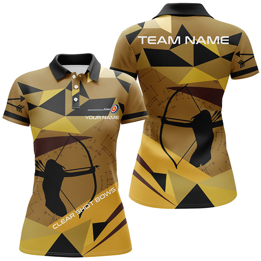 Custom Personalized Clear Shot Bows Silhouette Archer Polo Shirts For Women, Custom Target Archery Shirts
