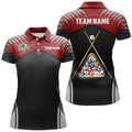 Custom Personalized Sport Red Black 8 Ball Billiard 3D Polo Shirts For Women, Custom Billiard Balls Jerseys