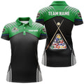 Custom Personalized Sport Green 8 Ball Billiard 3D Polo Shirts For Women, Custom Pool Billiard Balls Jerseys