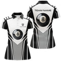 Custom Personalized White Black 8 Ball Billiard 3D Polo Shirts For Women, Custom Pool Billiard Balls Jerseys