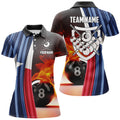 Custom Personalized Fire 8 Ball Pool Billiard 3D Polo Shirts For Women, Custom Texas Flag Billiards Jerseys