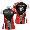 Custom Personalized Red 8 Ball Pool Billiards Polo Shirts For Women, Custom 8 Ball Billiard Team Shirts