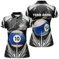 Custom Personalized Thunder Black 10 Ball Billiard 3D Polo Shirts For Women, 10 Ball Billiard Team Jerseys