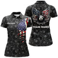 Custom Personalized US Flag 8 Ball Billiard 3D Polo Shirts For Women, Funny Billiard 8 Ball Wings Jerseys