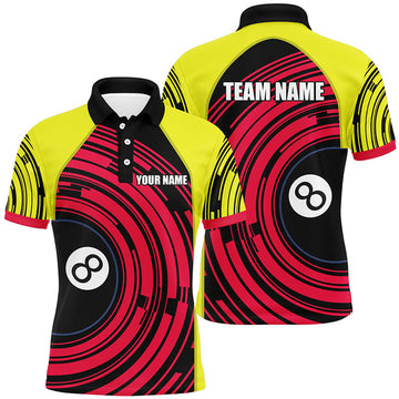 FUNSTUFFPRINT Personalized Yellow Pink 8 Ball Billiard Polo Shirts For Men Custom Mens Polo Shirt Size S-5XL