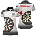 Custom Personalized Dartboard Dart Polo Shirts For Women, Black White Dart Apparel Custom Dart Team Jerseys