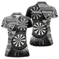 Custom Personalized Tribal White Black Dart Polo Shirts For Women Dart Jerseys Custom Dart Team Shirts