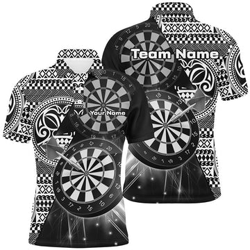 Personalized Tribal White Black Dart Polo Shirts For Men Dart Jerseys Custom Dart Team Shirts