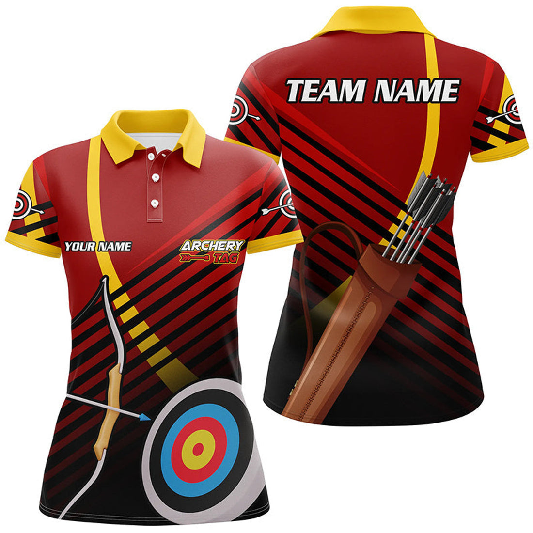 Custom Personalized 3D Target Archery Polo Shirts For Women, Custom Arrows Recurve Bow Archery Shirts
