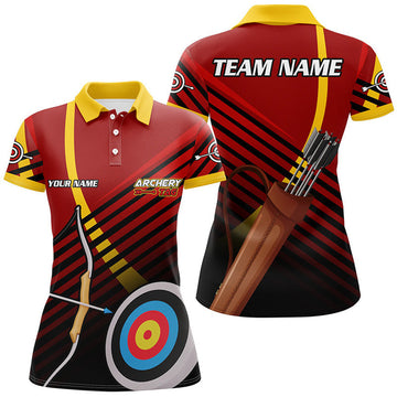Custom Personalized 3D Target Archery Polo Shirts For Women, Custom Arrows Recurve Bow Archery Shirts