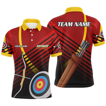 Personalized 3D Target Archery Polo Shirts For Men, Custom Arrows Recurve Bow Archery Shirts