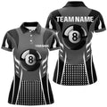 Custom Personalized White Black 8 Ball Billiard 3D Polo Shirts For Women, Sport Billiard 8 Ball Pool Jerseys