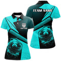 Custom Personalized Sport Blue 8 Ball Billiard 3D Polo Shirts For Women, Custom 8 Ball Pool Team Jerseys