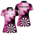 Custom Personalized Pink Flame Womens Darts Polo Shirts Custom Dart Jerseys For Women Dart Team Shirts